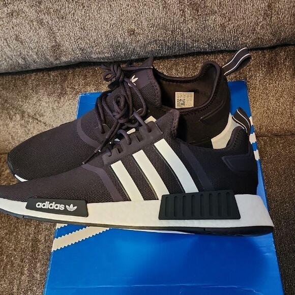 Adidas RMD R1 DARK  PURPLE Sneakers with Modern Athletic Design WHITE STRIPES - Picture 3 of 8